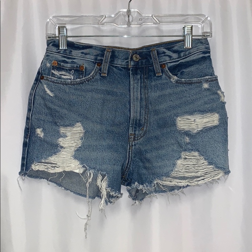 Ripped hi-rise jean shorts